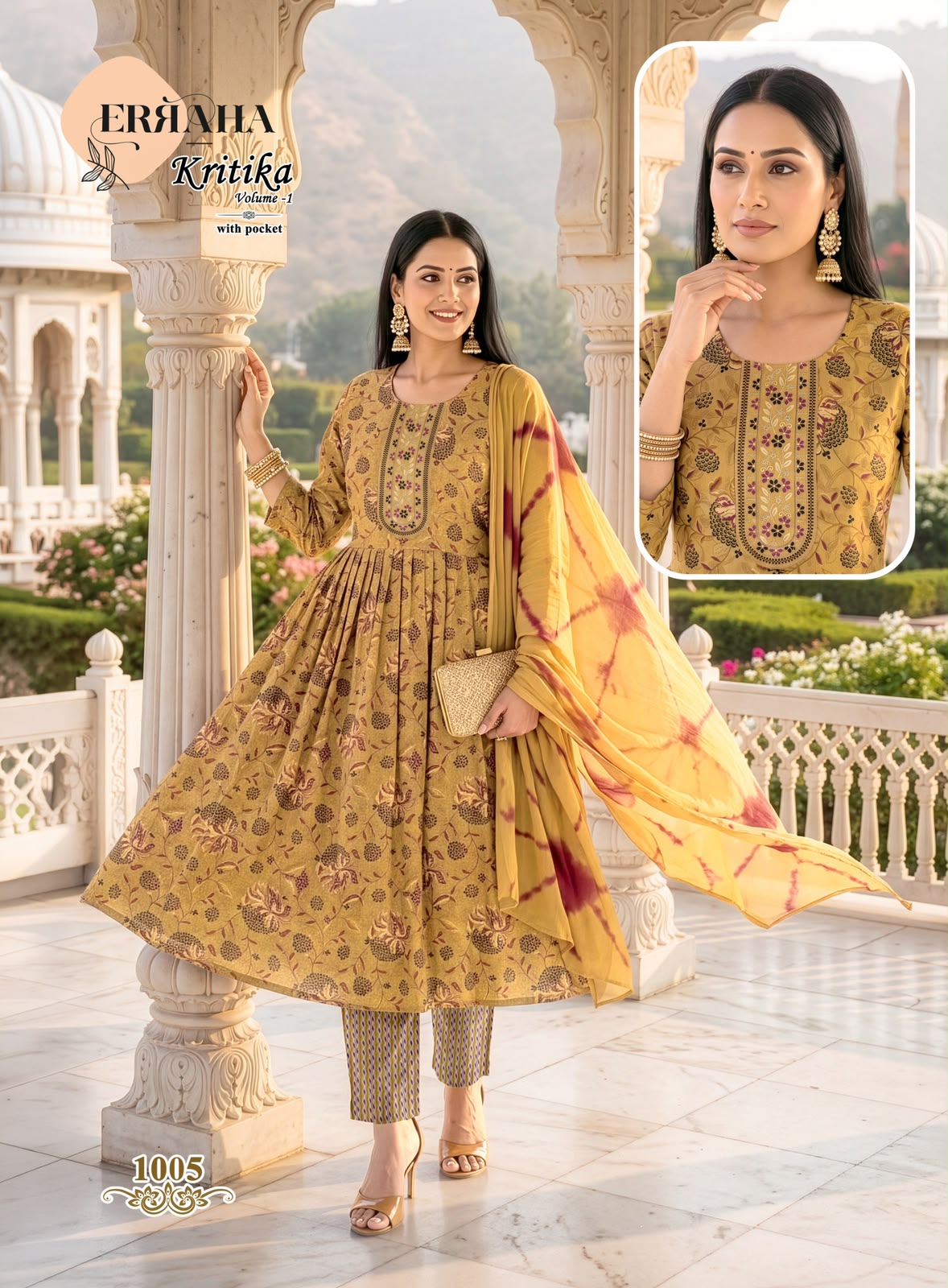Kritika Vol 1 Erraha Two Tone Readymade Pant Style Suits Exporter