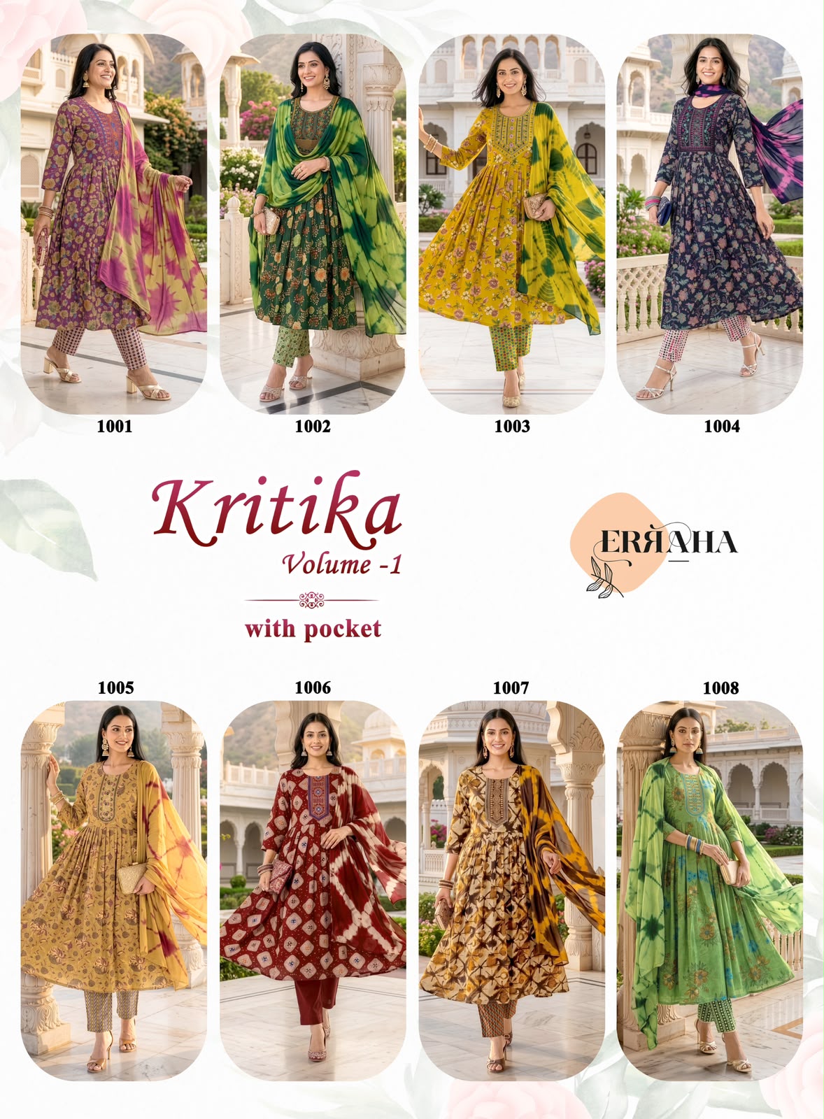 Kritika Vol 1 Erraha Two Tone Readymade Pant Style Suits Exporter
