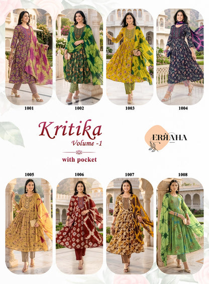 Kritika Vol 1 Erraha Two Tone Readymade Pant Style Suits Exporter