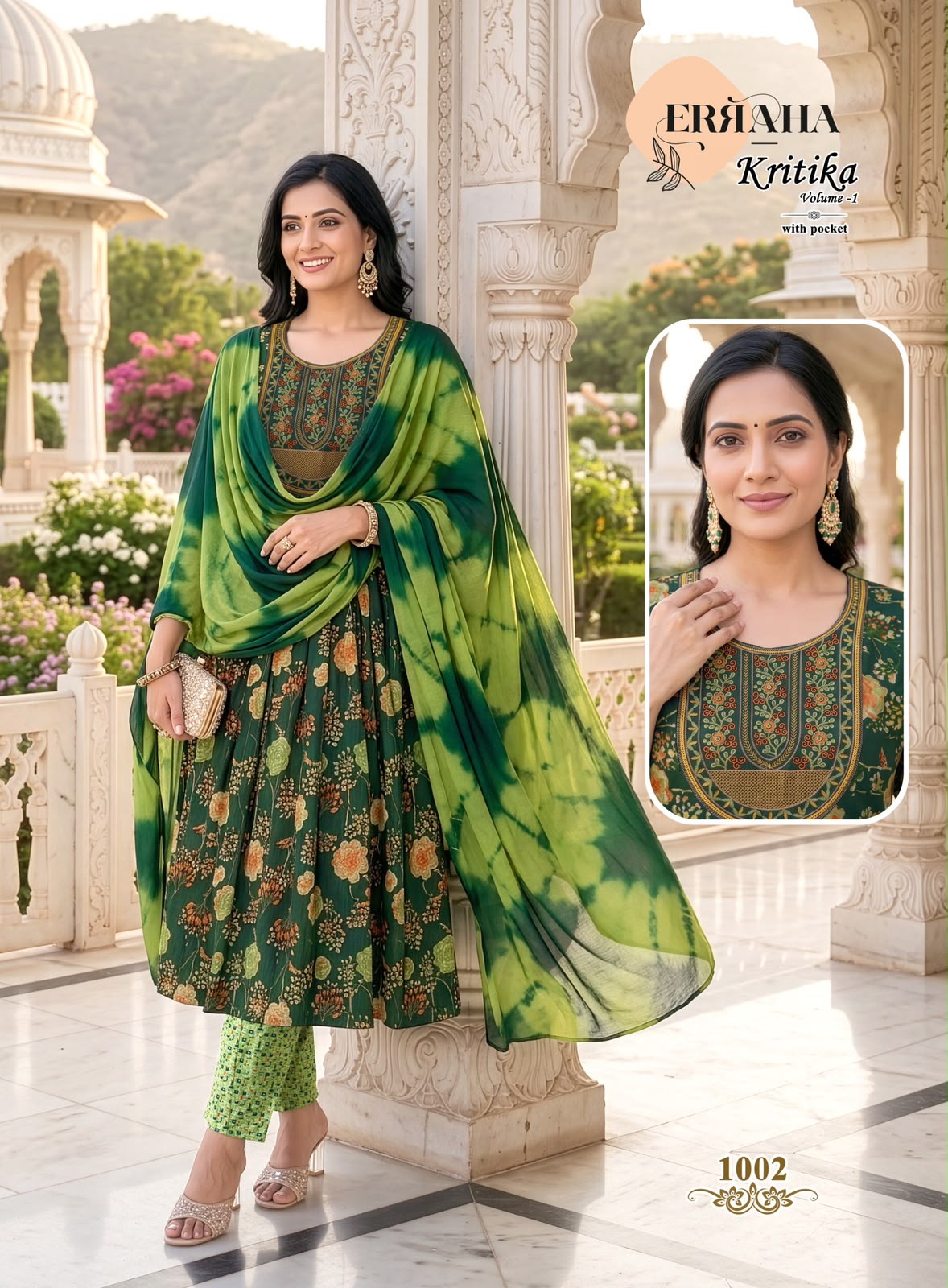 Kritika Vol 1 Erraha Two Tone Readymade Pant Style Suits Exporter