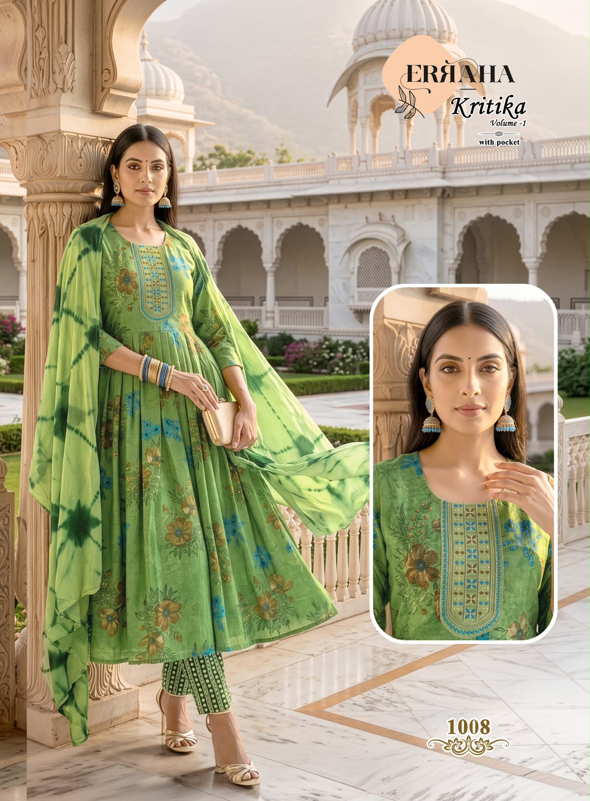 Kritika Vol 1 Erraha Two Tone Readymade Pant Style Suits Exporter
