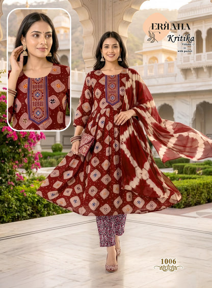 Kritika Vol 1 Erraha Two Tone Readymade Pant Style Suits Exporter