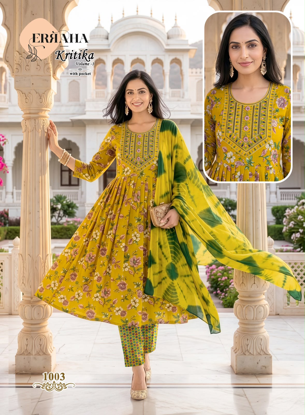 Kritika Vol 1 Erraha Two Tone Readymade Pant Style Suits Exporter
