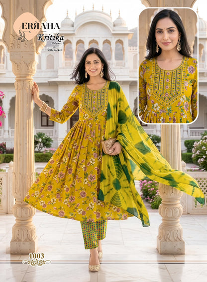 Kritika Vol 1 Erraha Two Tone Readymade Pant Style Suits Exporter