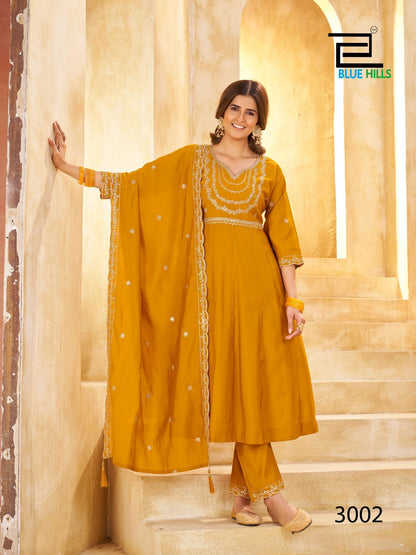 Kritika Vol 3 Blue Hills Roman Silk Readymade Anarkali Suits Supplier India