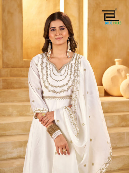 Kritika Vol 3 Blue Hills Roman Silk Readymade Anarkali Suits Supplier India