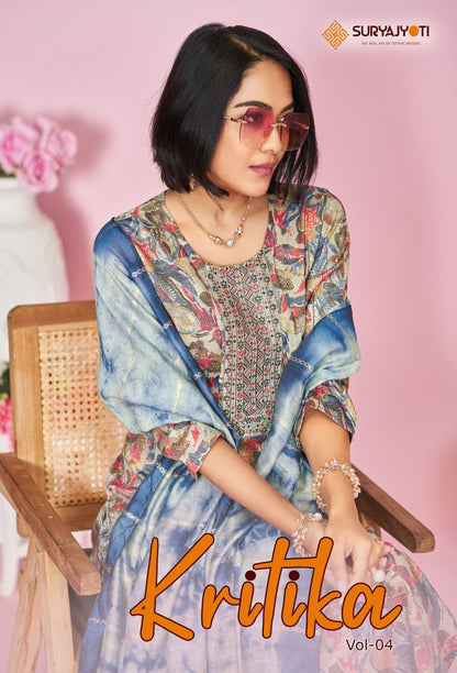 Kritika Vol 4 Suryajyoti Rayon Capsule Readymade Pant Style Suits Wholesaler
