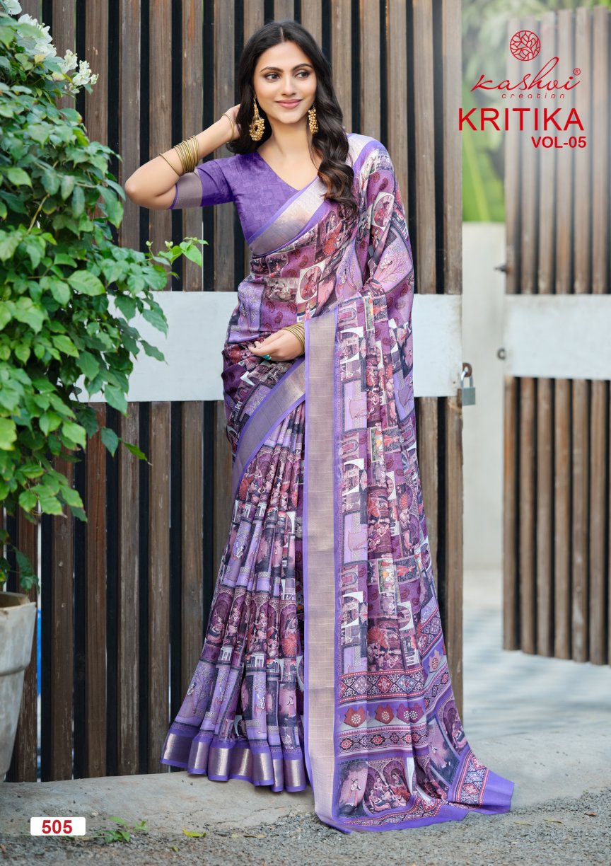 Kritika Vol 5 Kashvi Creation Dull Moss Sarees Supplier