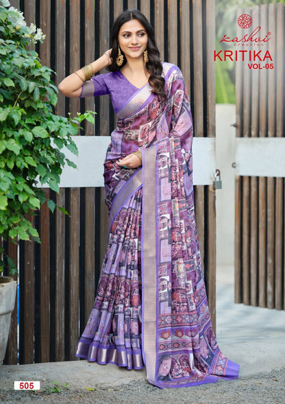 Kritika Vol 5 Kashvi Creation Dull Moss Sarees Supplier