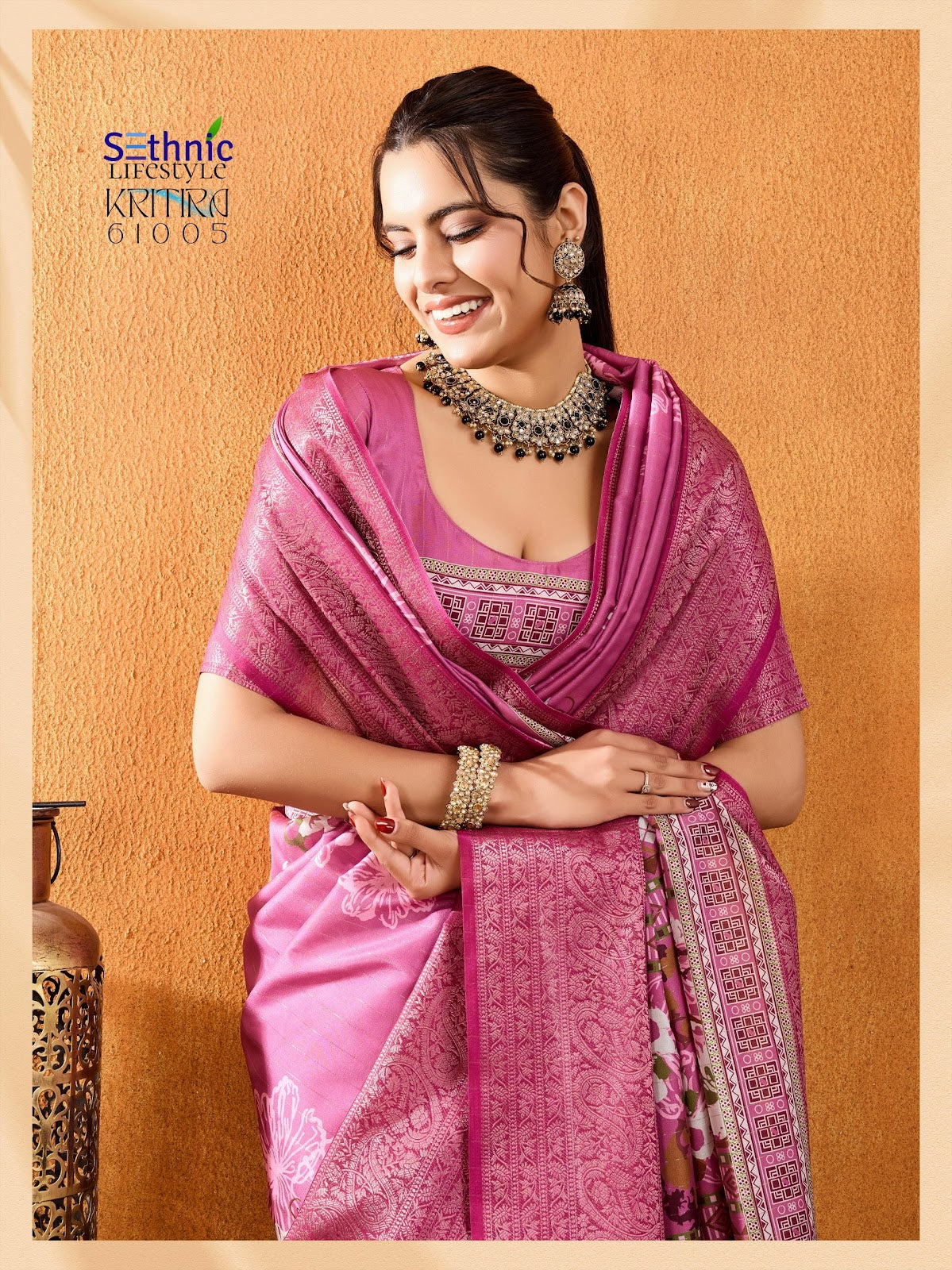 Kritira 61001-61006 Sethnic Crepe Silk Sarees Wholesaler Gujarat