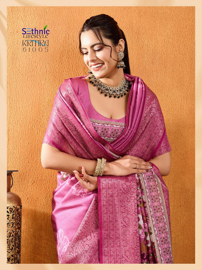 Kritira 61001-61006 Sethnic Crepe Silk Sarees Wholesaler Gujarat
