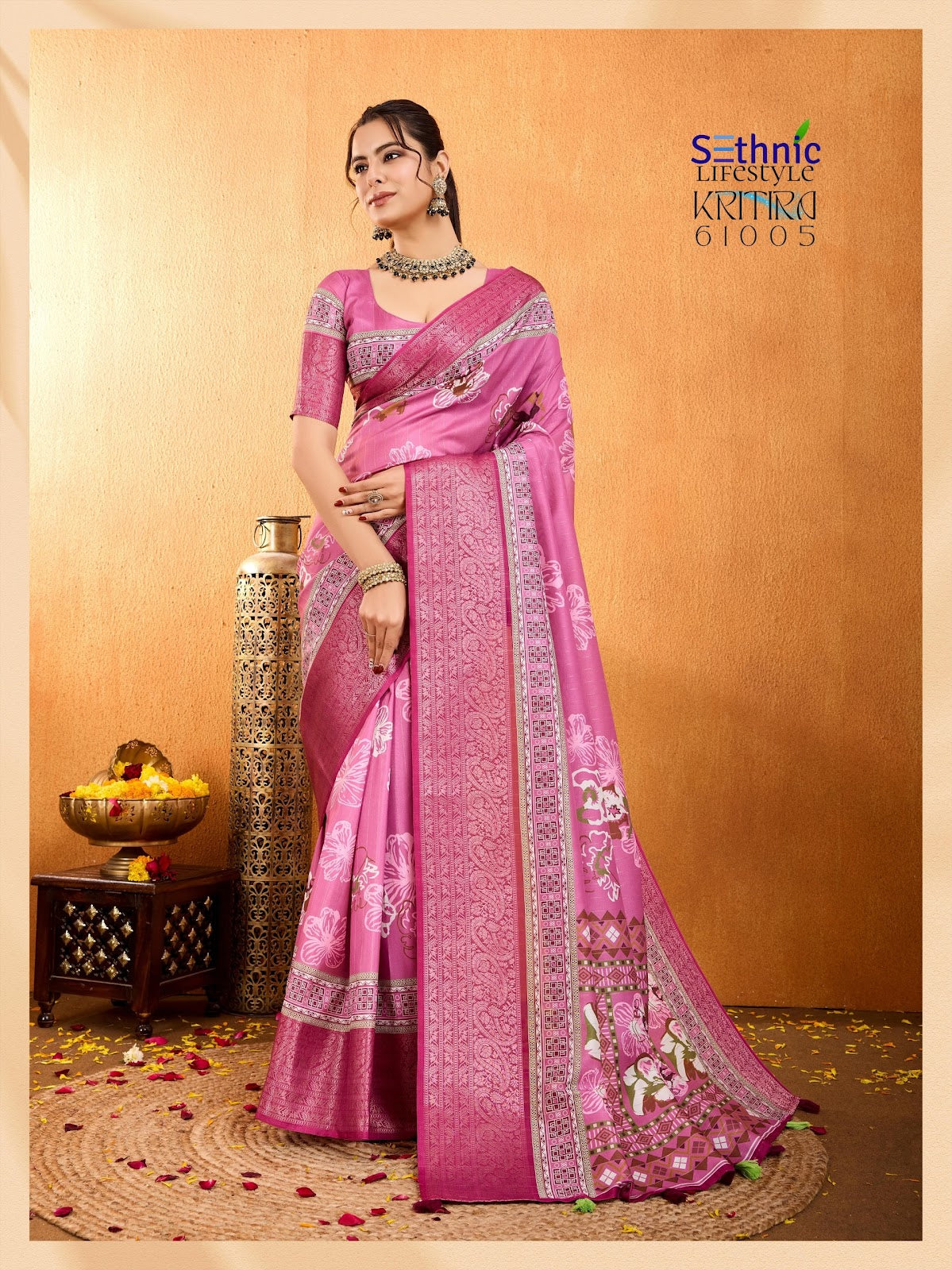 Kritira 61001-61006 Sethnic Crepe Silk Sarees Wholesaler Gujarat