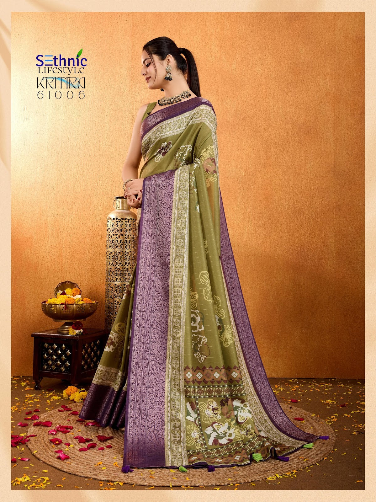 Kritira 61001-61006 Sethnic Crepe Silk Sarees Wholesaler Gujarat