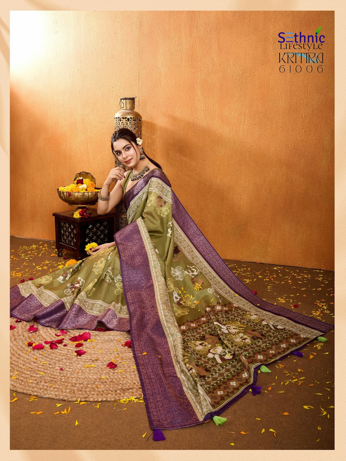 Kritira 61001-61006 Sethnic Crepe Silk Sarees Wholesaler Gujarat