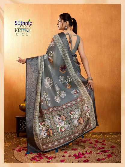 Kritira 61001-61006 Sethnic Crepe Silk Sarees Wholesaler Gujarat