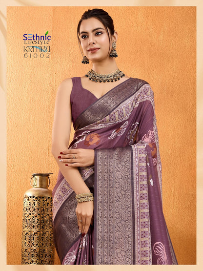 Kritira 61001-61006 Sethnic Crepe Silk Sarees Wholesaler Gujarat