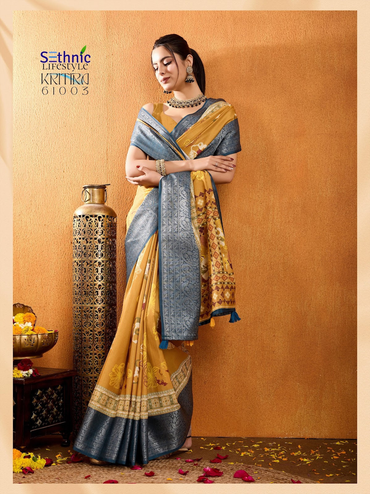 Kritira 61001-61006 Sethnic Crepe Silk Sarees Wholesaler Gujarat