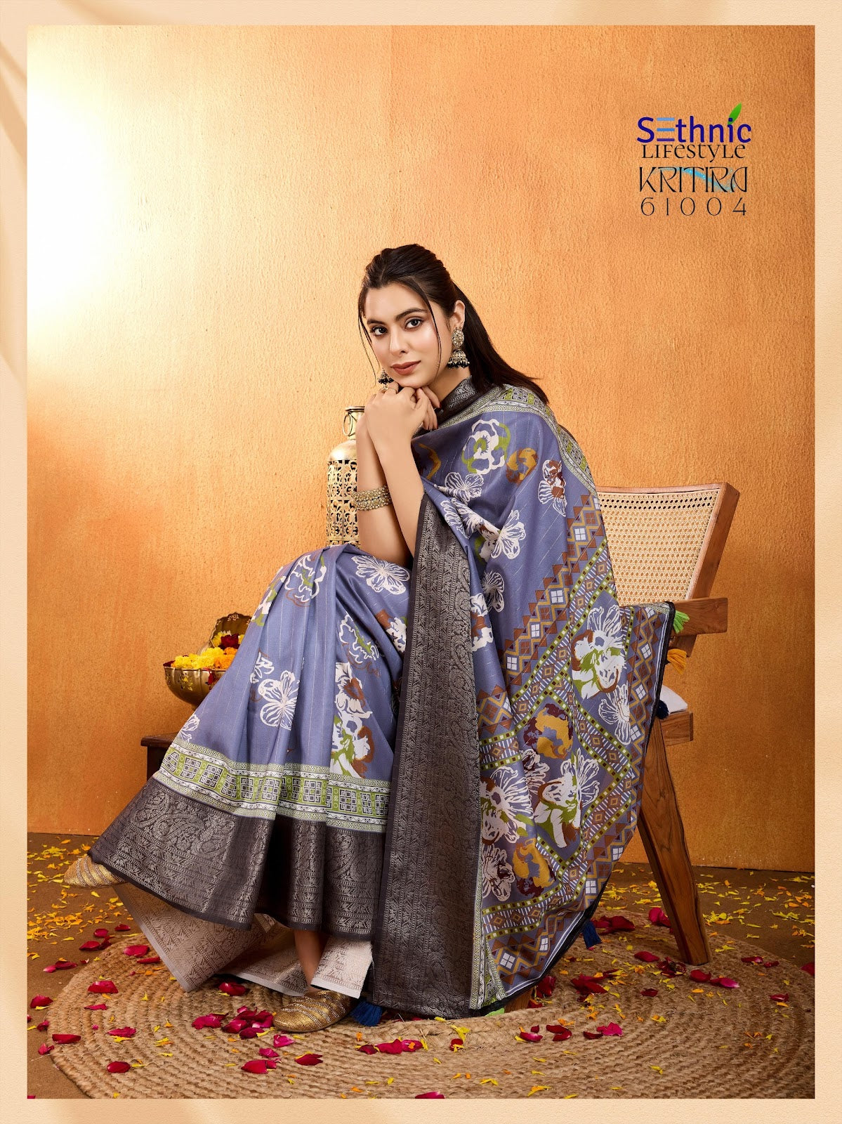 Kritira 61001-61006 Sethnic Crepe Silk Sarees Wholesaler Gujarat