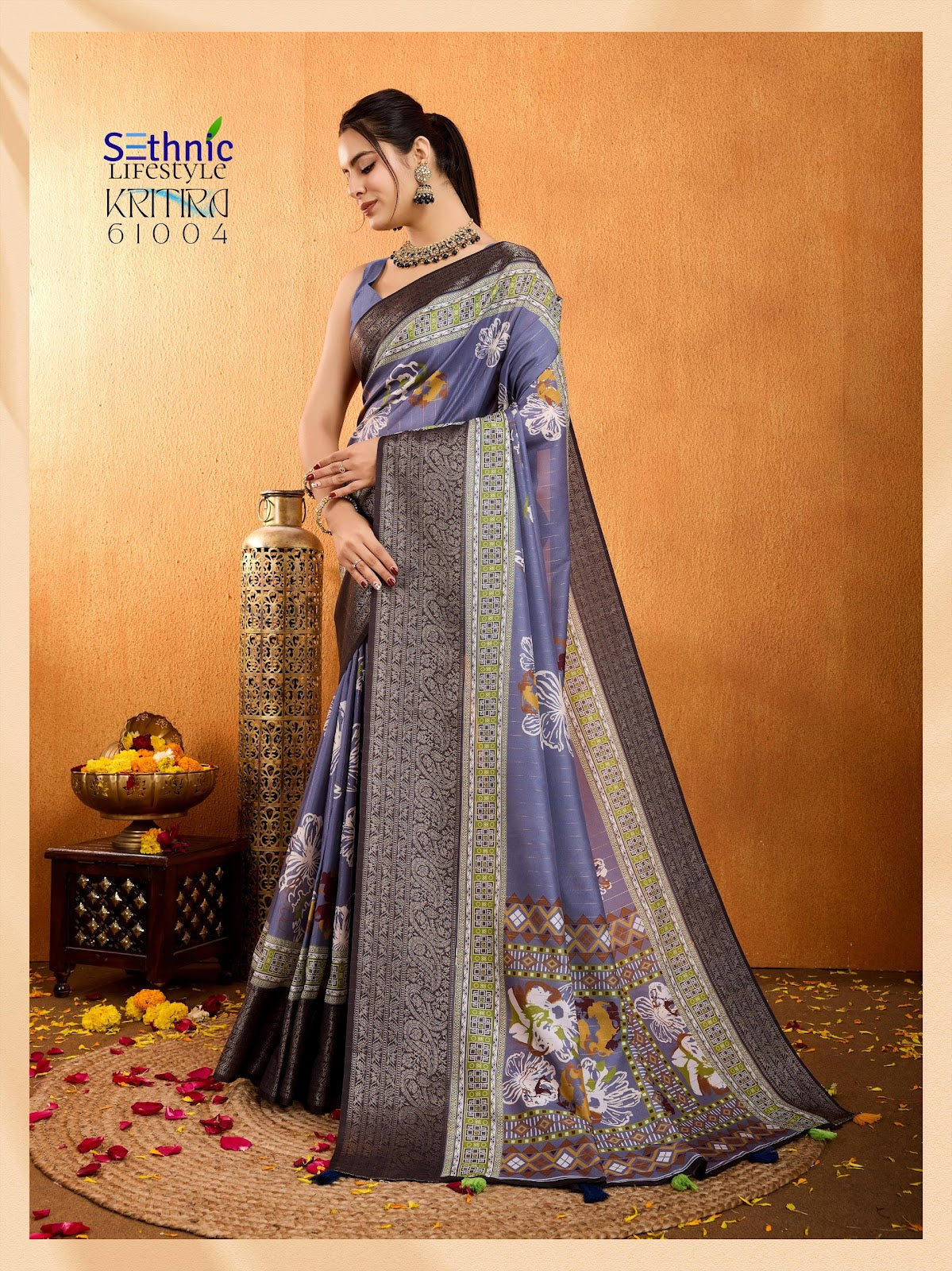 Kritira 61001-61006 Sethnic Crepe Silk Sarees Wholesaler Gujarat