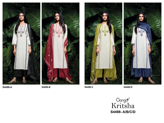 Kritsha 4498 Ganga Cotton Plazzo Style Suits Wholesaler