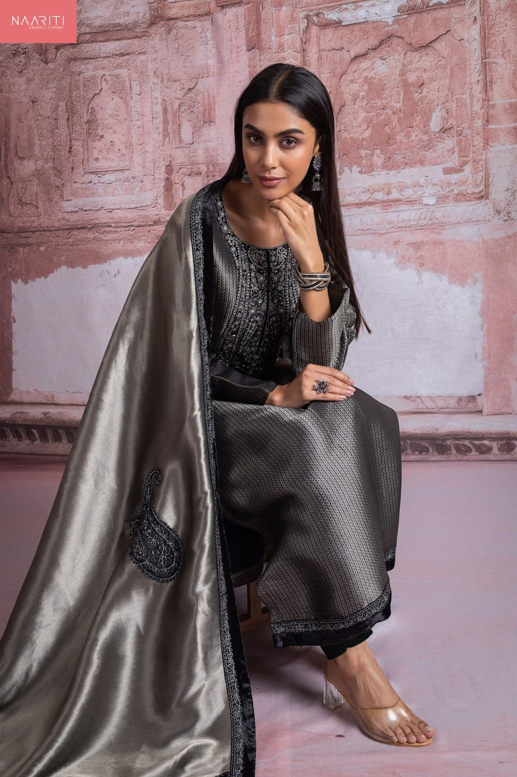 Kritvi Naariti Pure Silk Pant Style Suits Supplier Gujarat