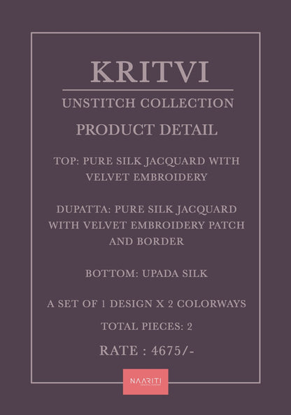 Kritvi Naariti Pure Silk Pant Style Suits Supplier Gujarat