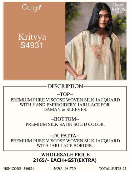 Kritvya S4931 Ganga Viscose Plazzo Style Suits Exporter Ahmedabad