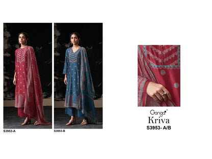 Kriva 3953 Ganga Premium Bemberg Plazzo Style Suits Exporter