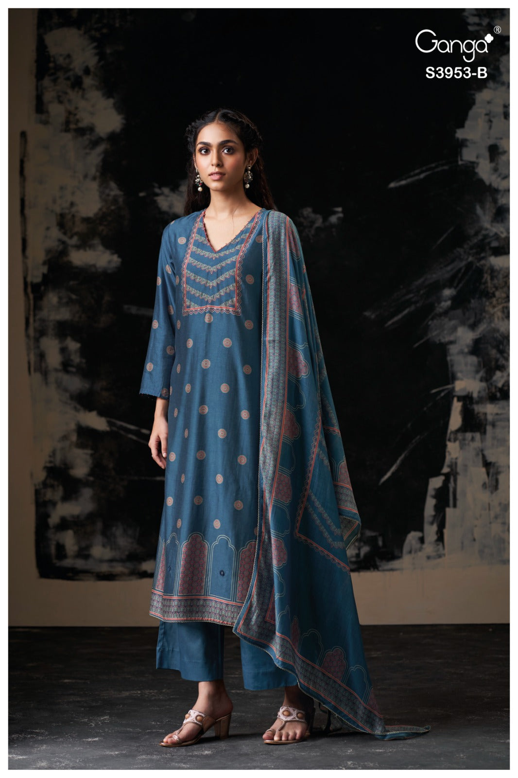 Kriva 3953 Ganga Premium Bemberg Plazzo Style Suits Exporter