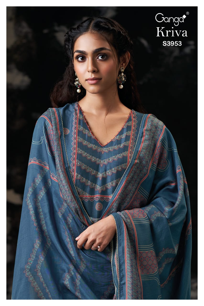Kriva 3953 Ganga Premium Bemberg Plazzo Style Suits Exporter