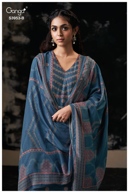 Kriva 3953 Ganga Premium Bemberg Plazzo Style Suits Exporter
