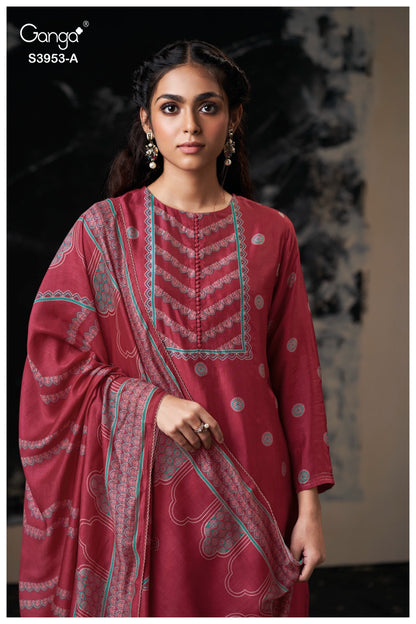 Kriva 3953 Ganga Premium Bemberg Plazzo Style Suits Exporter