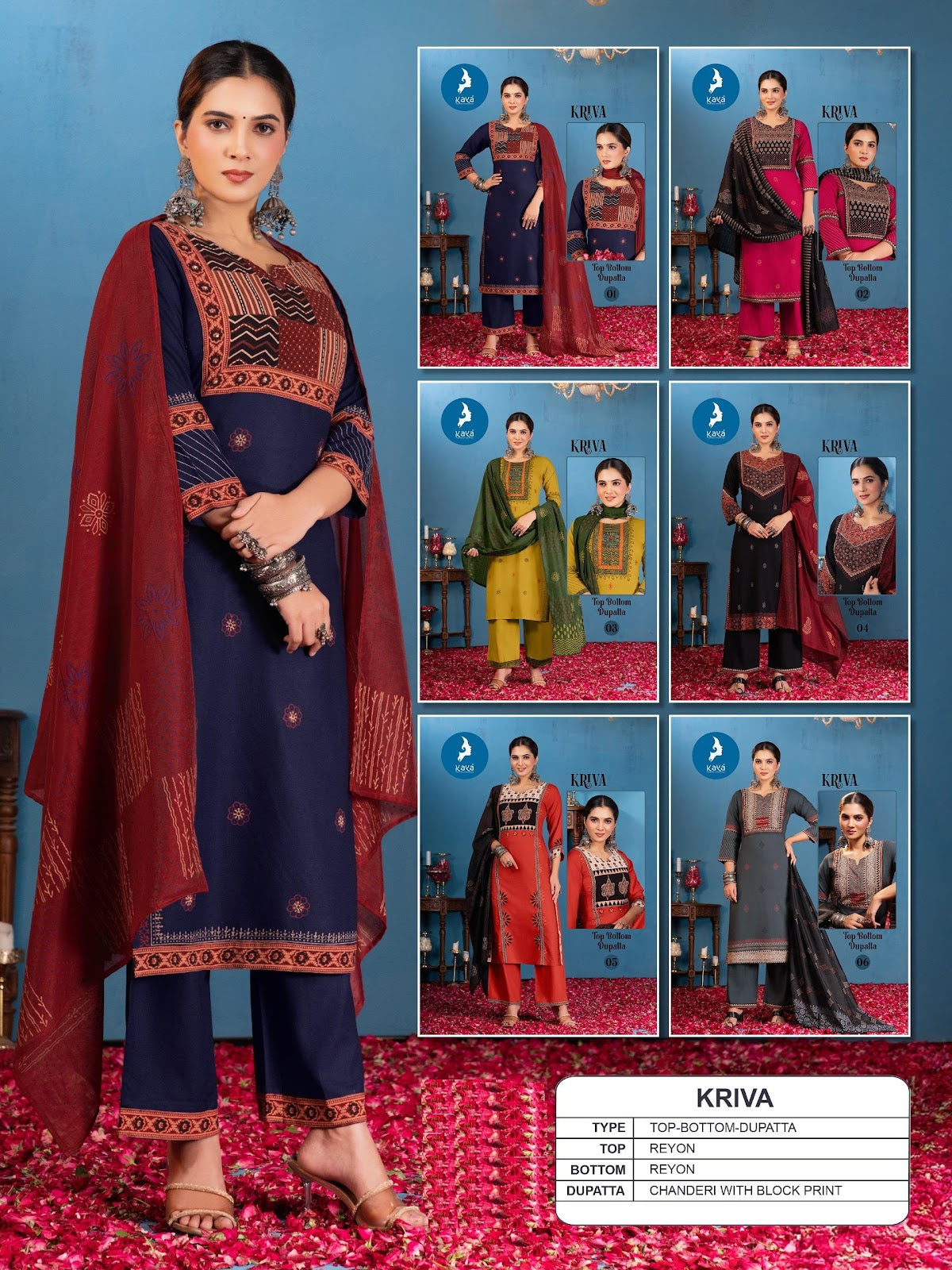 Kriva Kaya Rayon Readymade Plazzo Style Suits Wholesale