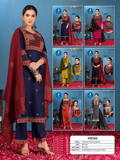 Kriva Kaya Rayon Readymade Plazzo Style Suits Wholesale