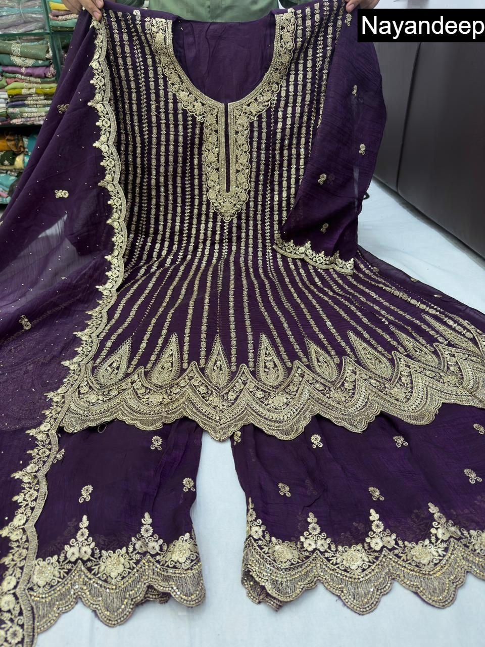 Kriya Nayandeep Silk Readymade Plazzo Style Suits Manufacturer Gujarat