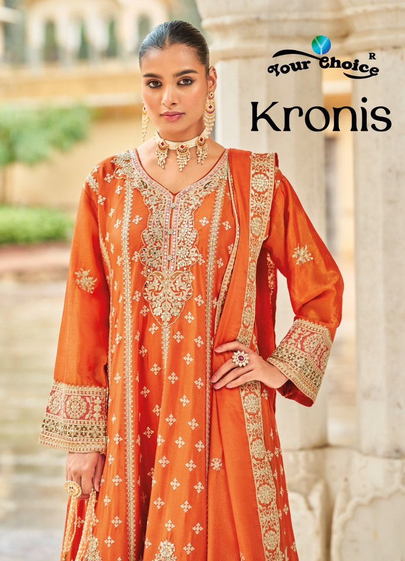 Kronis Your Choice Chinon Pakistani Readymade Suits Supplier Ahmedabad