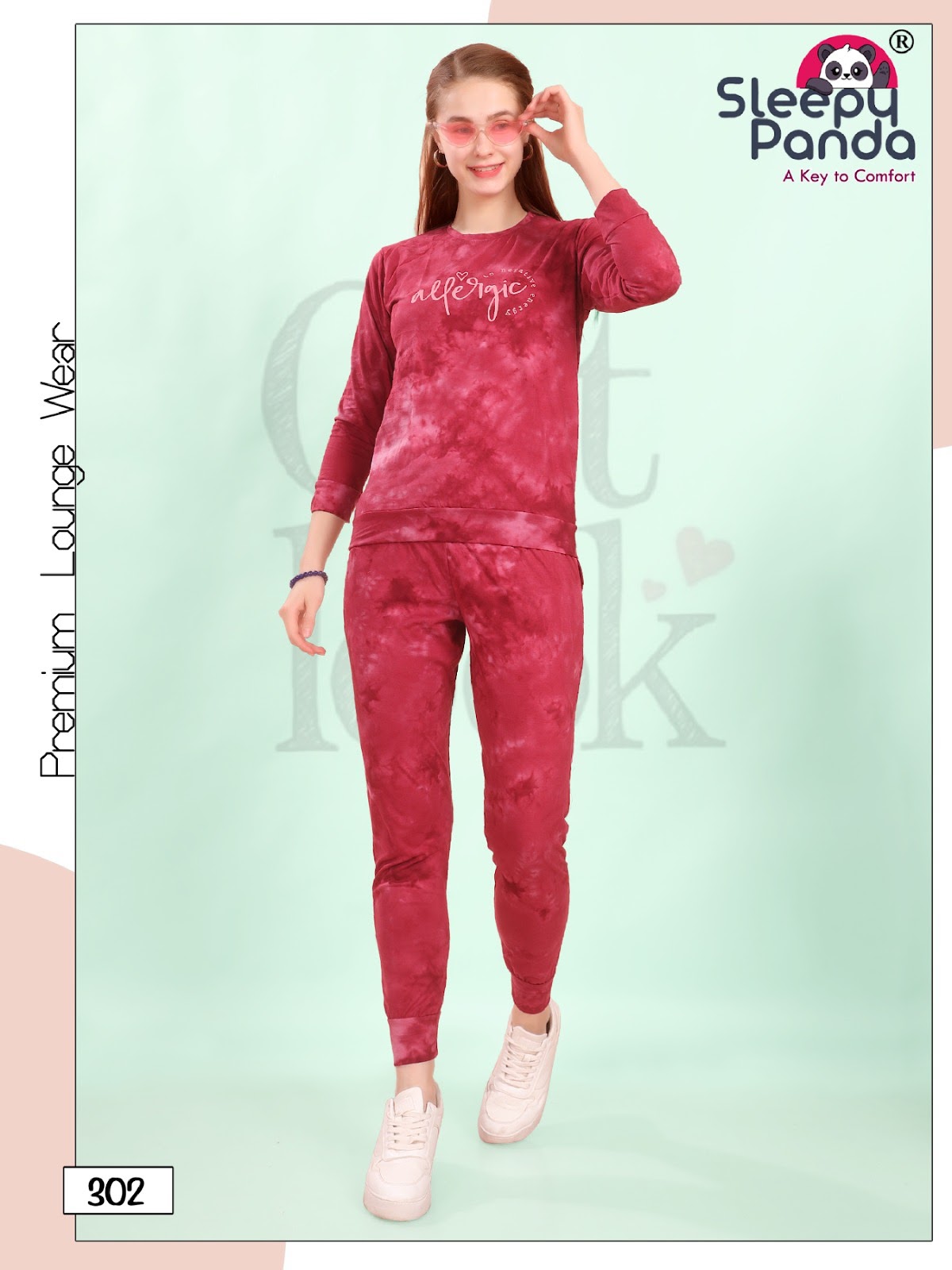Krupa 302 Sleepy Panda Tie Dye Joggers Night Suits Wholesaler India