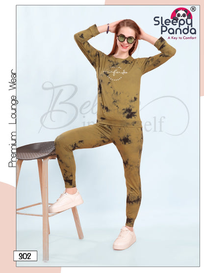 Krupa 302 Sleepy Panda Tie Dye Joggers Night Suits Wholesaler India
