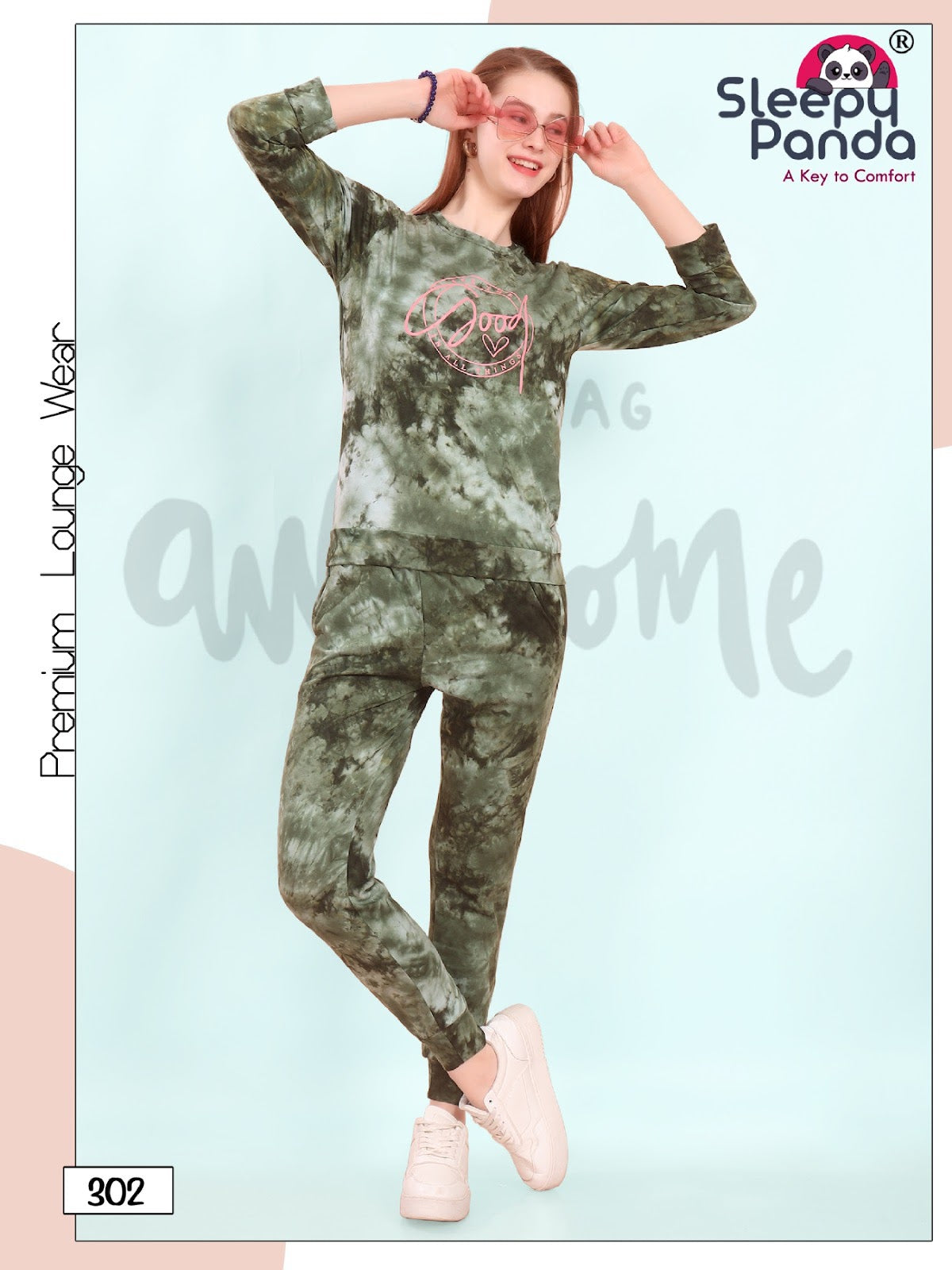 Krupa 302 Sleepy Panda Tie Dye Joggers Night Suits Wholesaler India