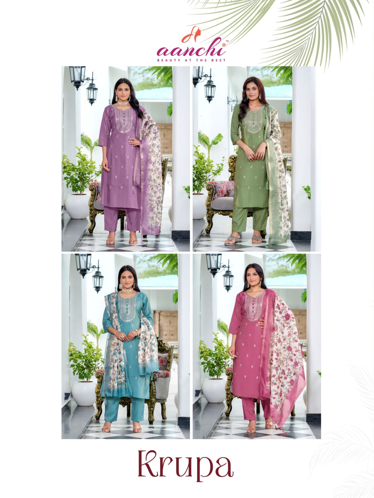 Krupa Aanchi Roman Readymade Pant Style Suits Exporter India
