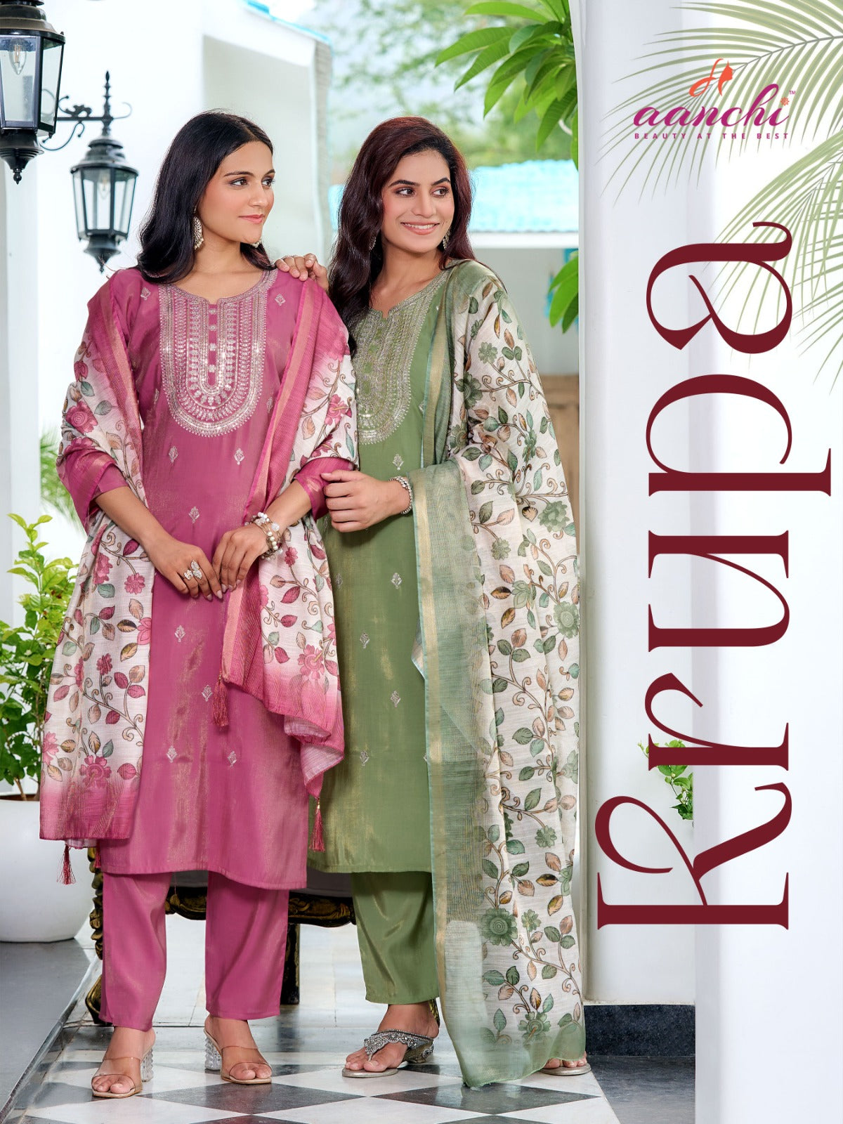 Krupa Aanchi Roman Readymade Pant Style Suits Exporter India