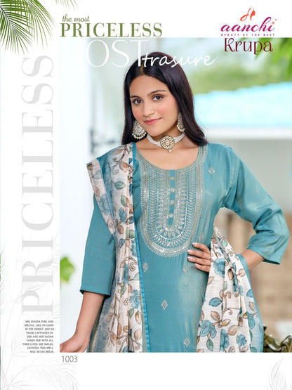Krupa Aanchi Roman Readymade Pant Style Suits Exporter India