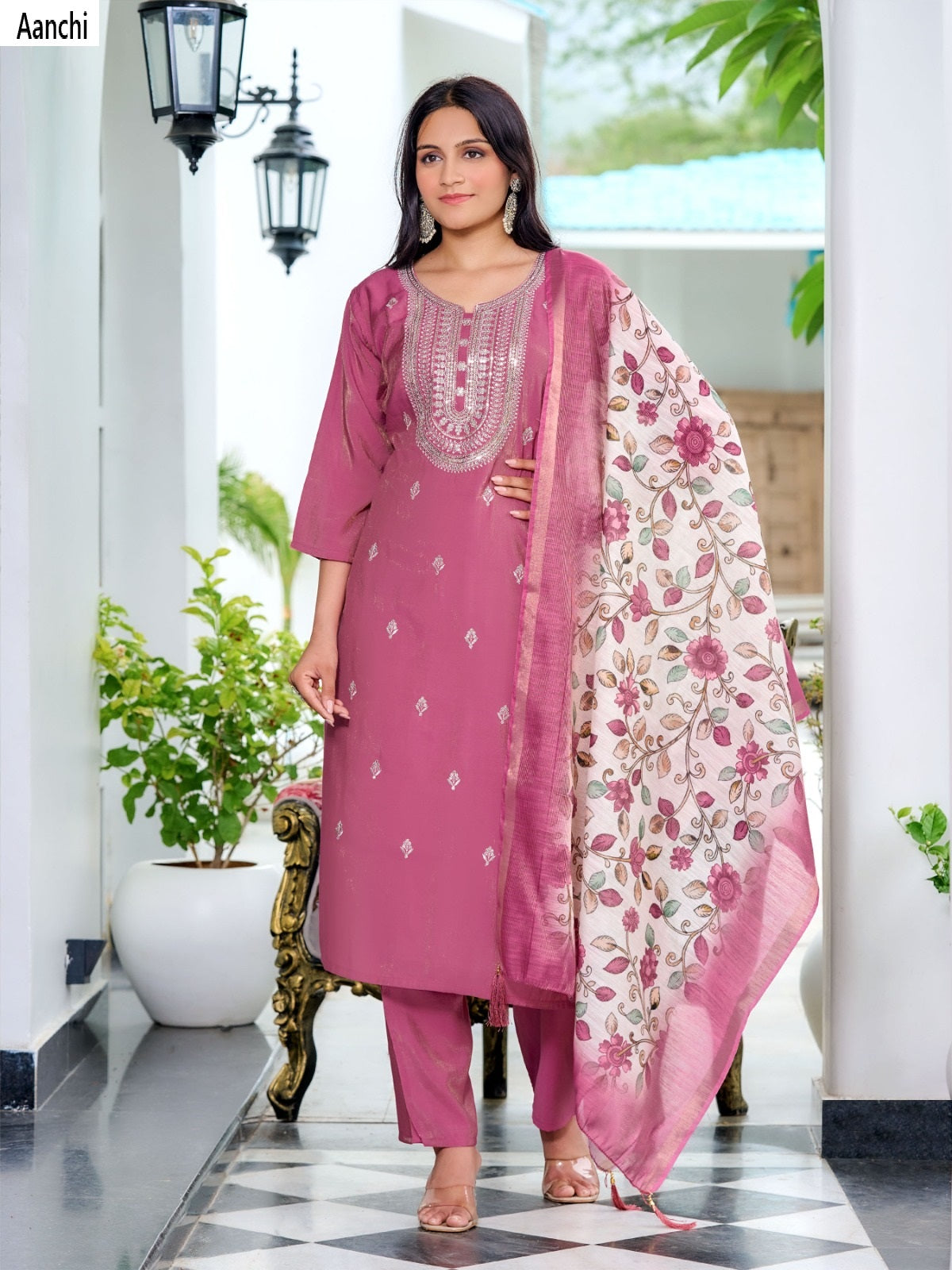 Krupa Aanchi Roman Readymade Pant Style Suits Exporter India