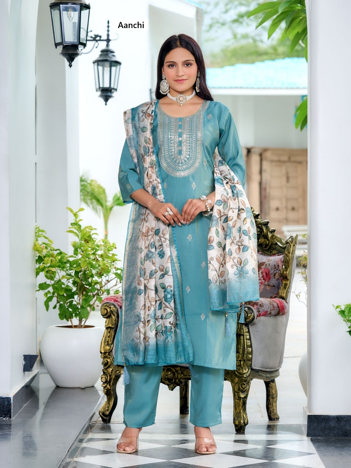 Krupa Aanchi Roman Readymade Pant Style Suits Exporter India