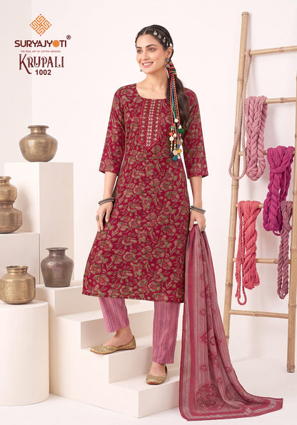 Krupali Vol 1 Suryajyoti Capsule Readymade Pant Style Suits Exporter Gujarat