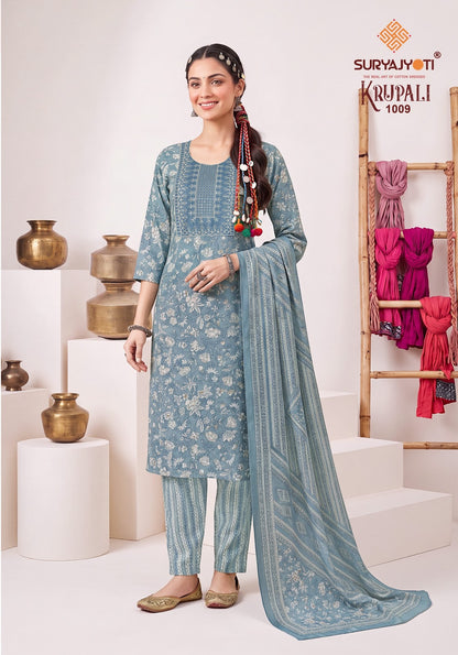 Krupali Vol 1 Suryajyoti Capsule Readymade Pant Style Suits Exporter Gujarat