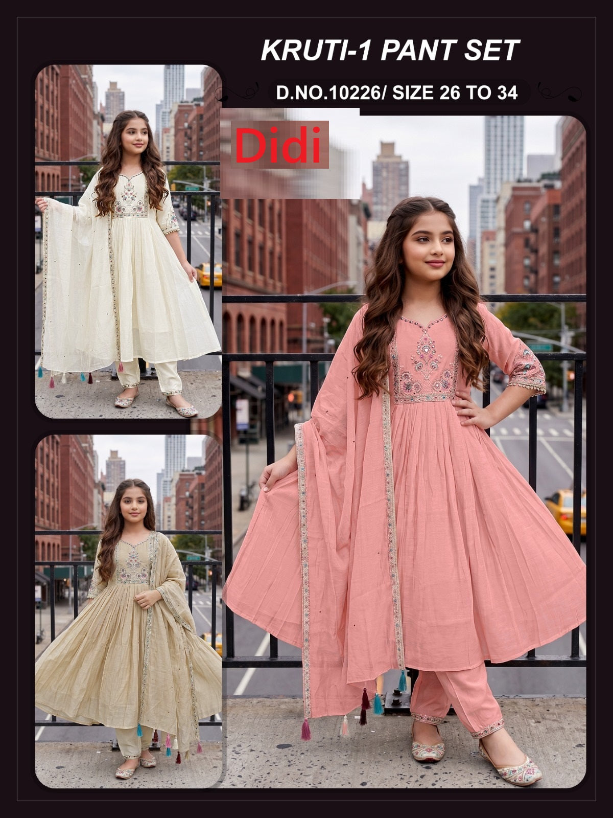 Kruti 1 Dn 10226 Didi Chanderi Girls Readymade Anarkali Suits Wholesale