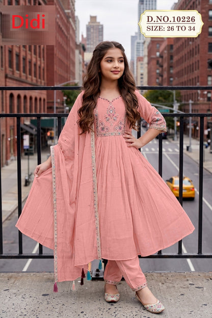 Kruti 1 Dn 10226 Didi Chanderi Girls Readymade Anarkali Suits Wholesale