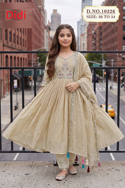 Kruti 1 Dn 10226 Didi Chanderi Girls Readymade Anarkali Suits Wholesale