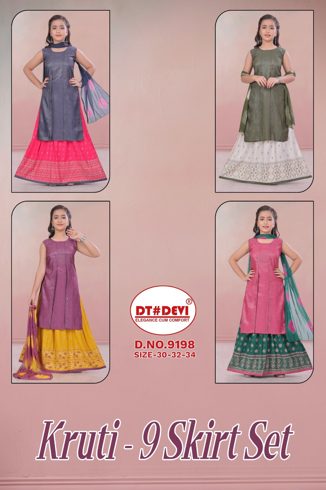 Kruti 9 Dn 9198 Dt Devi Khadi Girls Readymade Skirt Style Suits Exporter Gujarat